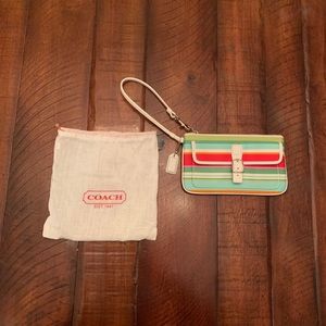 Coach Hamptons Striped Wristlet